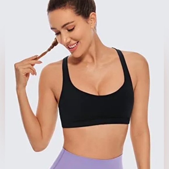 CRZ YOGA Other - CRZ YOGA BRA Low Impact Strappy Sports Bra,Low Cut Wirefree PaddedYogaBra, Sz.Lg